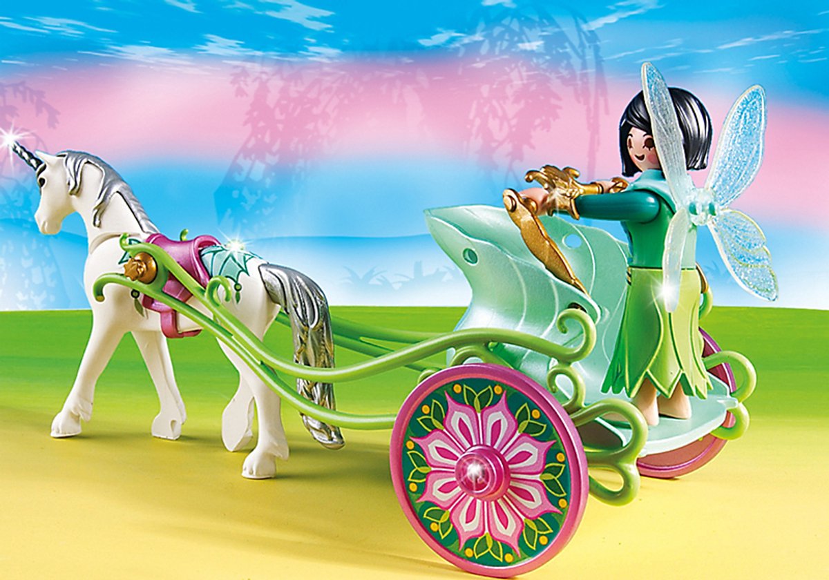 Eenhoornkoets met Vlinderfee / Fée Papillon avec calèche et licorne