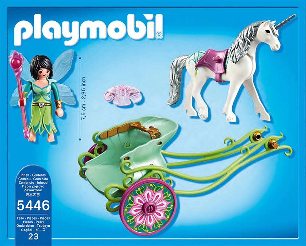 Eenhoornkoets met Vlinderfee / Fée Papillon avec calèche et licorne