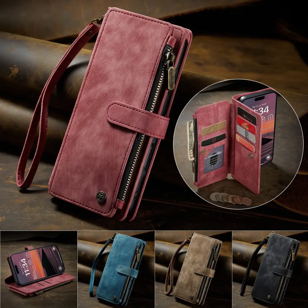 CaseMe C30 Book Case iPhone 17 Pro Hoesje - Rood - 10 Pasjes