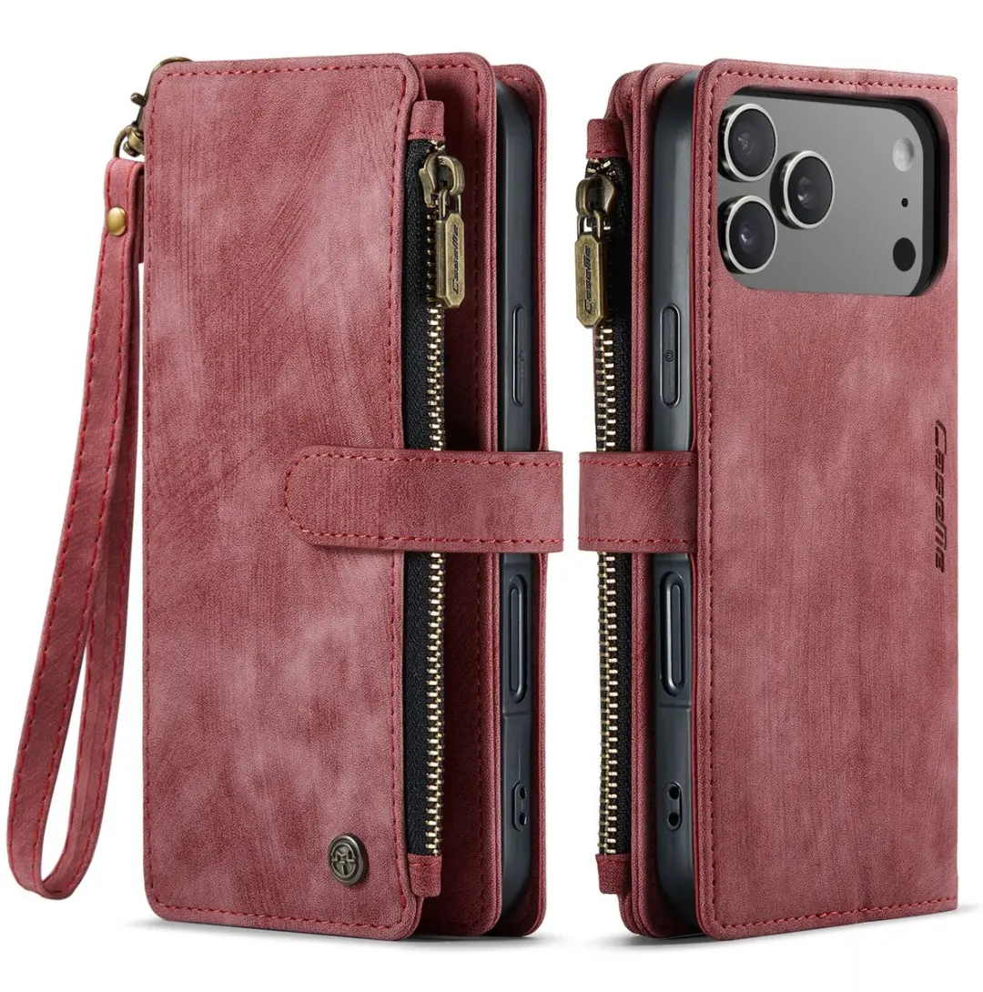 CaseMe C30 Book Case iPhone 17 Pro Hoesje - Rood - 10 Pasjes