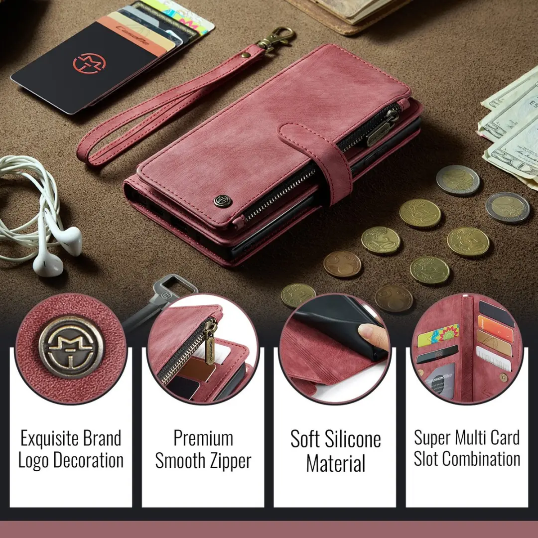 CaseMe C30 Book Case iPhone 17 Pro Hoesje - Rood - 10 Pasjes - afbeelding 6 van 6