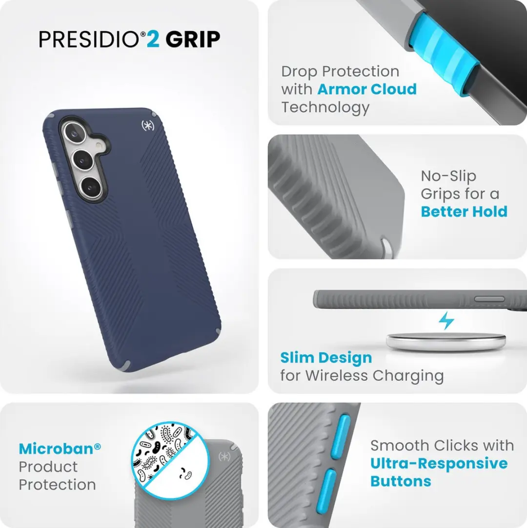 Speck Presidio2 Grip 150616-3206 Hoesje - Samsung Galaxy S24 Plus - Blauw