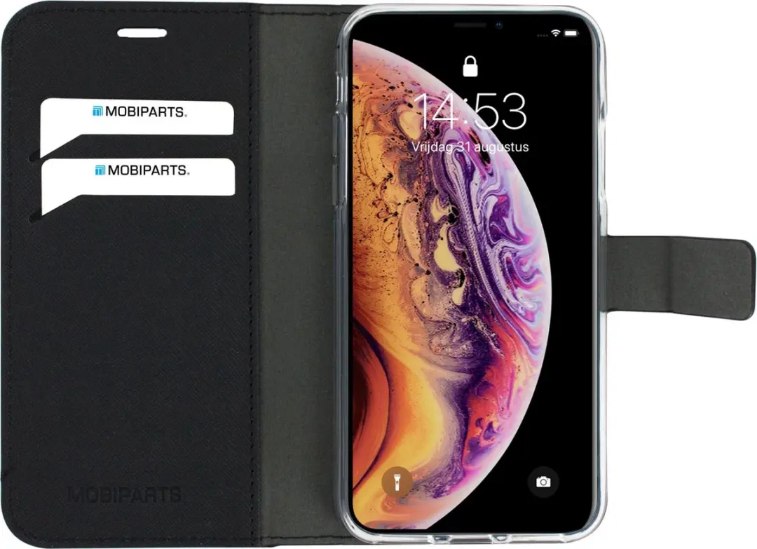 Mobiparts MP-80771 Hoesje iPhone X/Xs - Portemonnee - 3 Vakken - Zwart