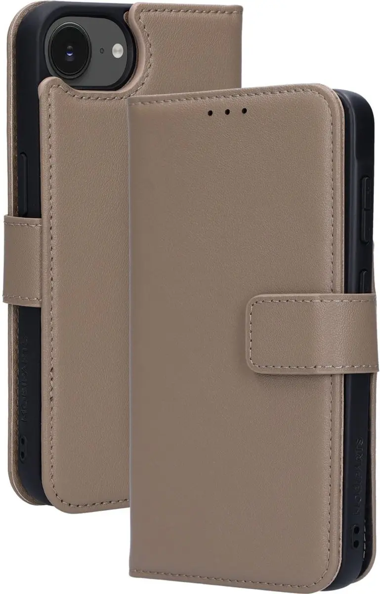 Mobiparts MP-128836 iPhone Hoesje - Wallet 2-in-1 - MagSafe - Echt Leder - Beige