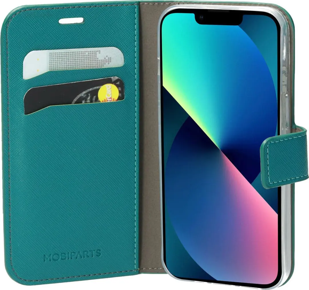 Mobiparts MP-118681 Hoesje iPhone 13 Mini - Portemonnee - Turquoise