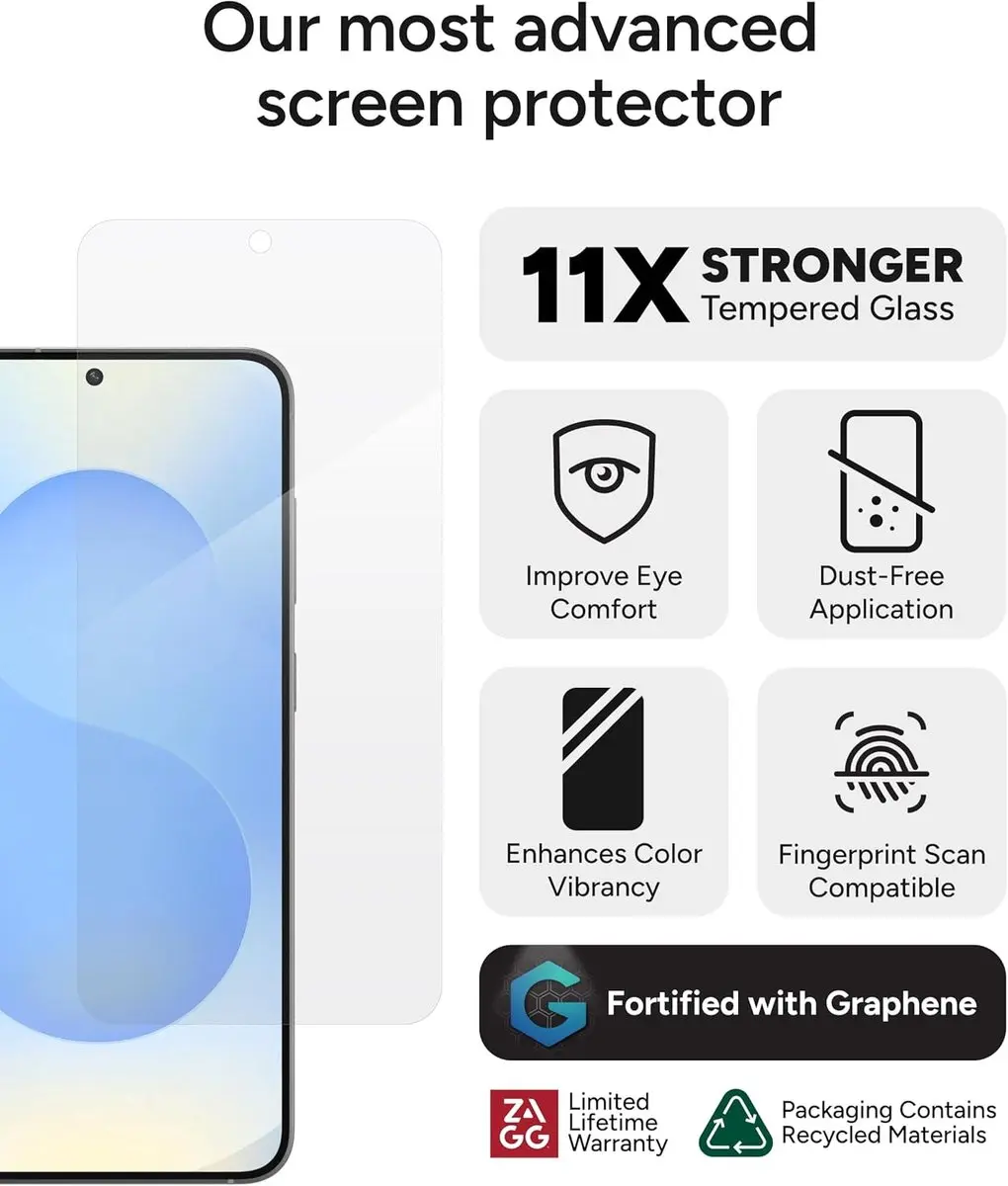 ZAGG InvisibleShield Glass XTR4 Samsung Galaxy S25 - Blauw lichtfilter