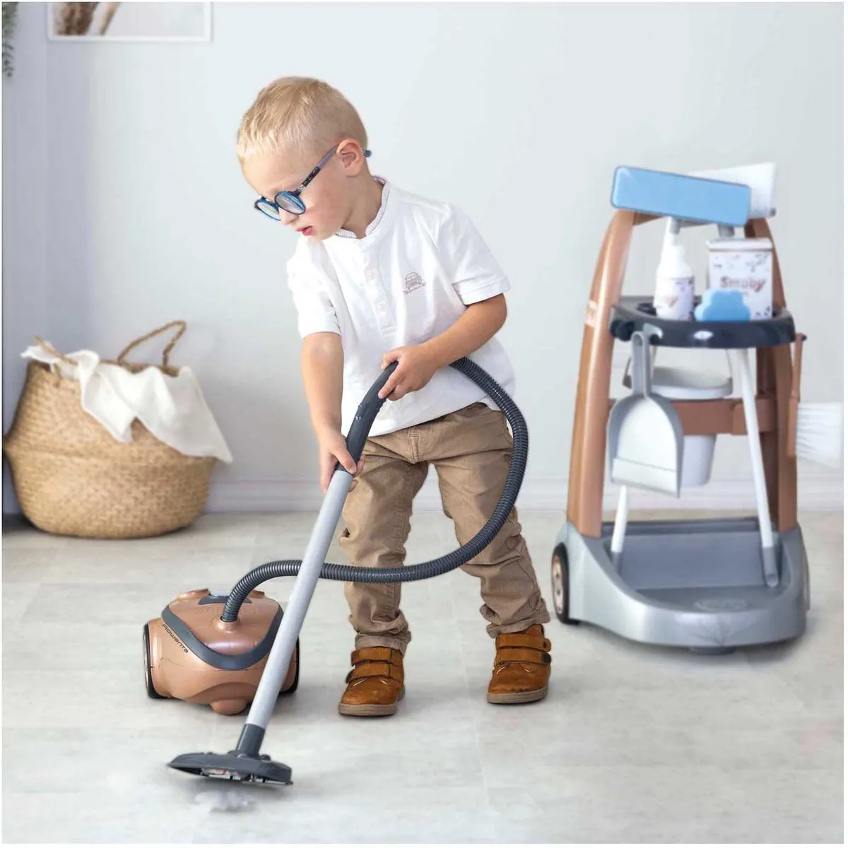 Smoby - Speelgoedschoonmaakset - Rowenta Huishoudtrolley + stofzuiger - rollenspel huishoud