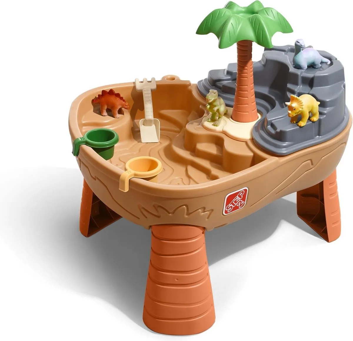 Step2 Dino Dig Zand & Watertafel - Zandtafel voor 15L water en 9 kg zand - Incl. 7 accessoires - Waterspeelgoed voor de tuin / buiten