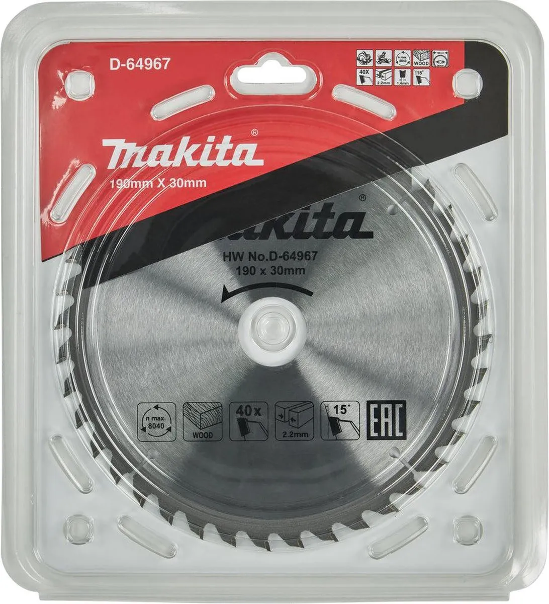 Makita Cirkelzaagblad D-64967 Hout 190mm 40T