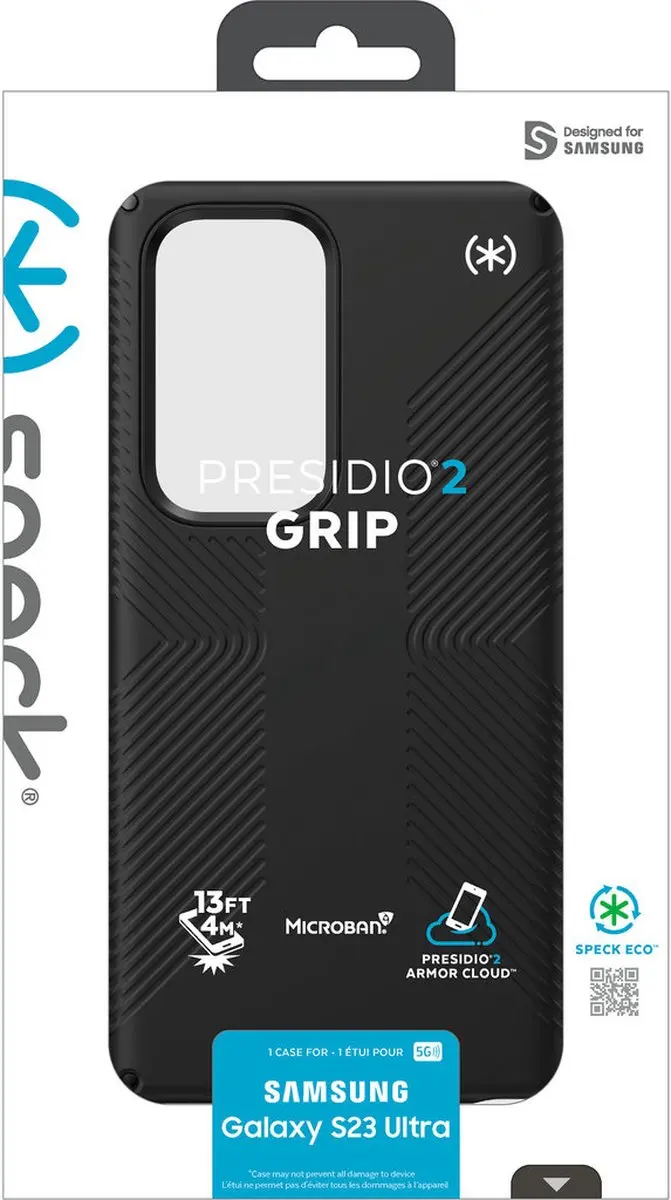 Speck Presidio2 Grip 150344-D143 Hoesje - Samsung Galaxy S23 Ultra - Zwart