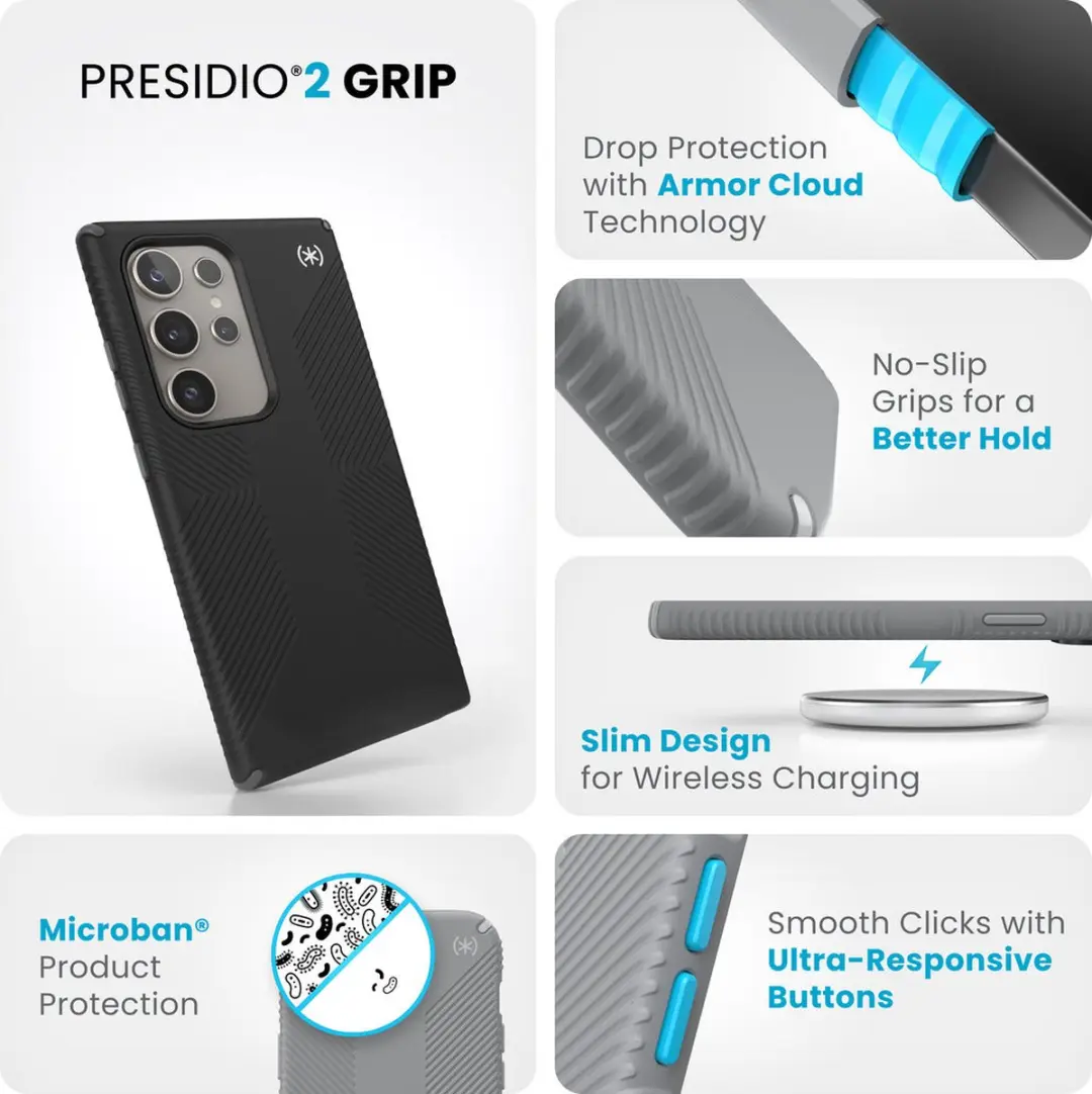 Speck Presidio2 Grip 150619-3205 Hoesje - Samsung Galaxy S24 Ultra - Zwart