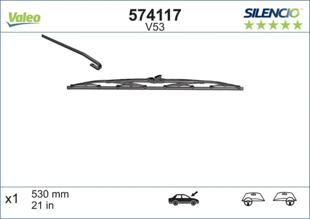 Valeo Silencio V53 Ruitenwisser 53cm - Zwart