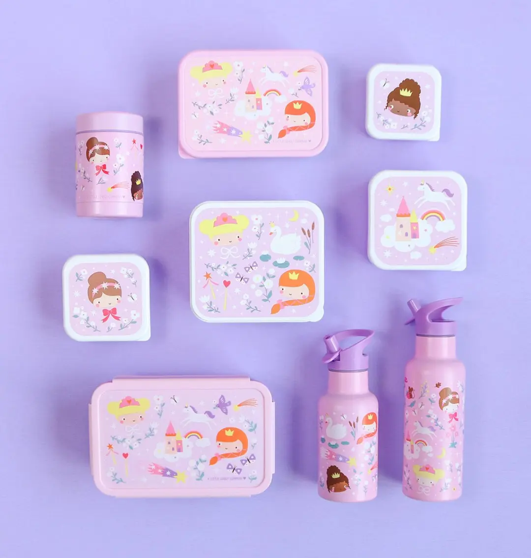 A Little Lovely Company Back to School Set - Drinkfles & Snackdozen - Paars