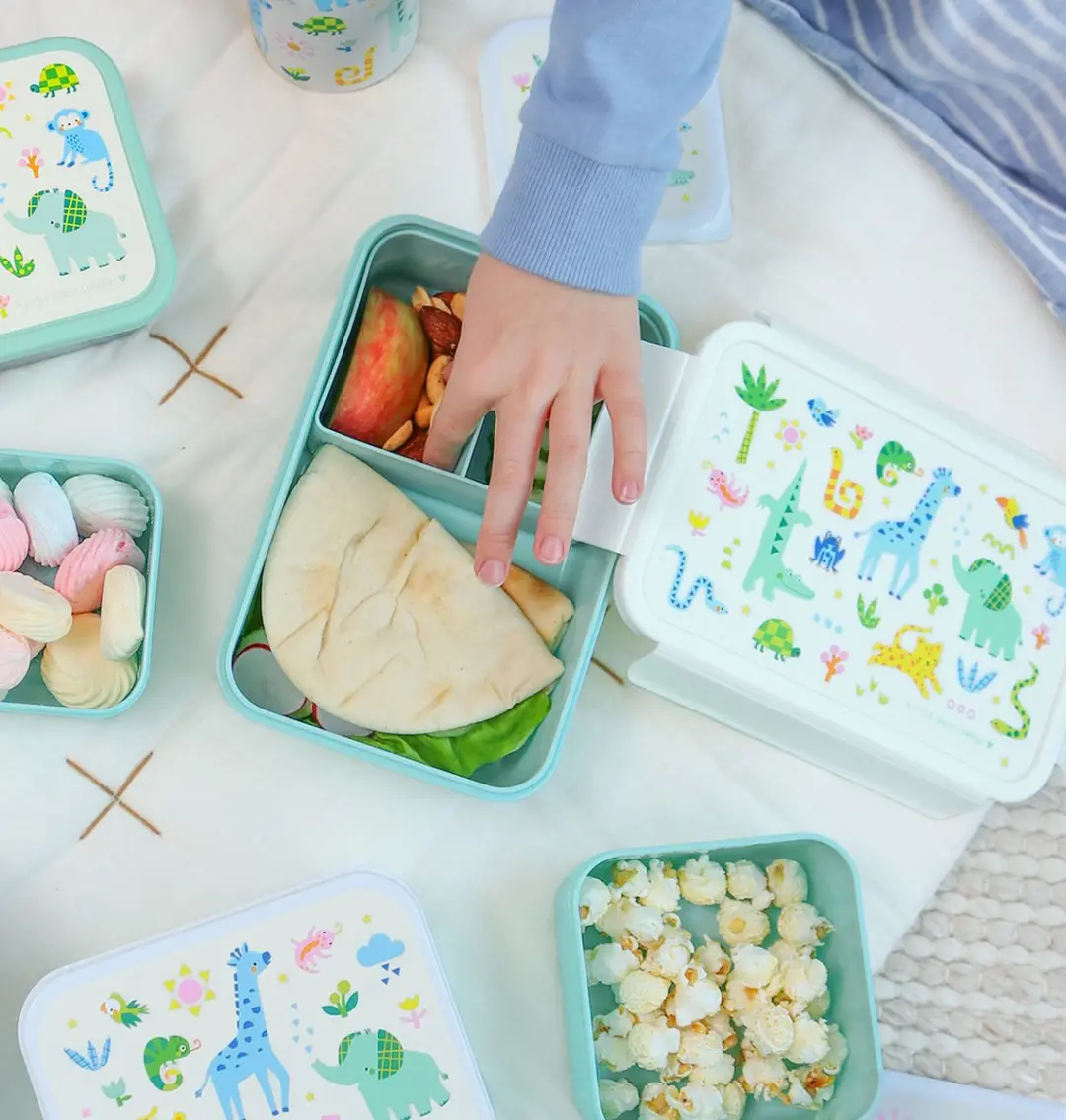 A Little Lovely Company Back to School Set - Drinkfles & Snackdozen - Groen