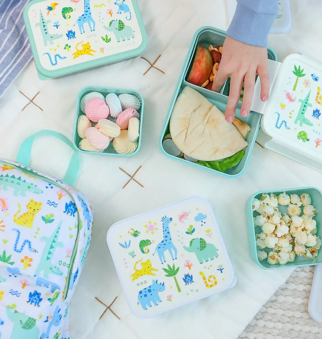 A Little Lovely Company Back to School Set - Drinkfles & Snackdozen - Groen