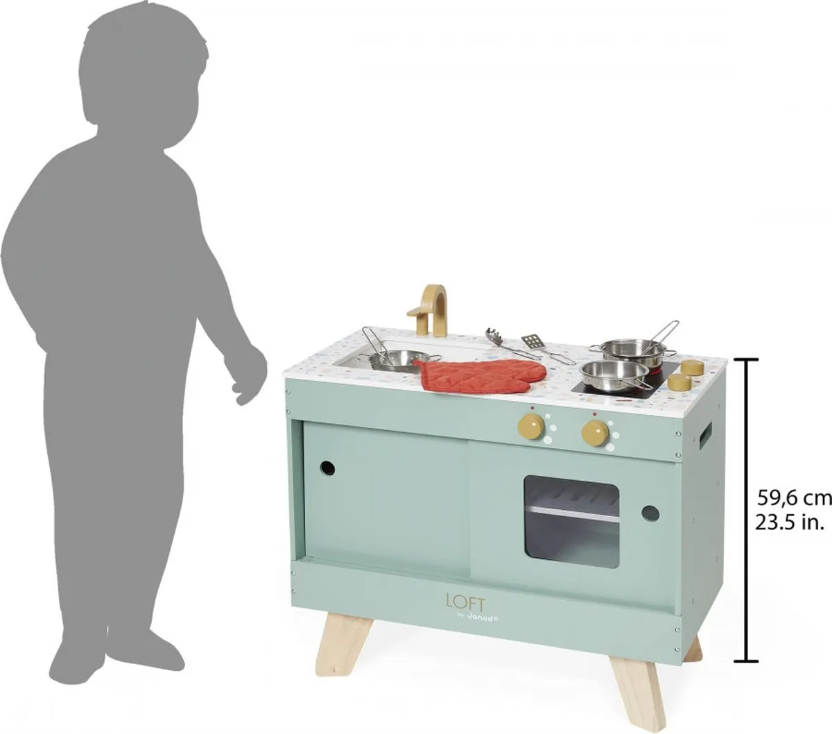 Janod Loft Houten Speelkeuken - 7 Accessoires - 50,3cm