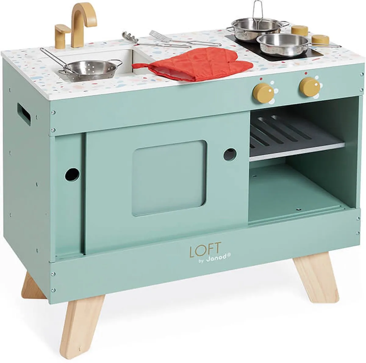 Janod Loft Houten Speelkeuken - 7 Accessoires - 50,3cm
