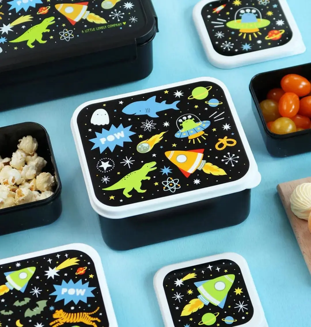 A Little Lovely Company Back to School Set - Drinkfles & Snackdozen - Zwart