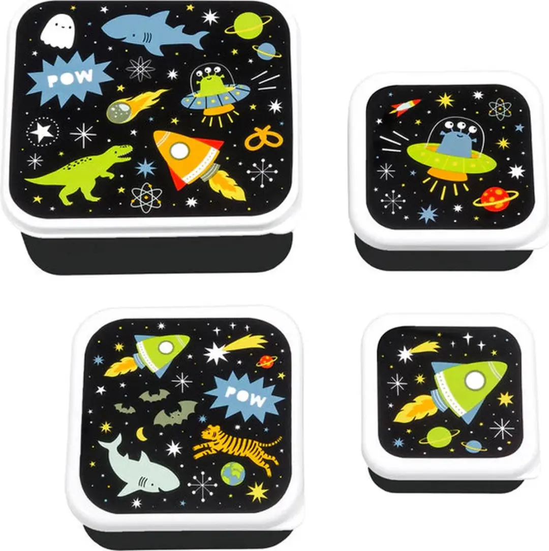 A Little Lovely Company Back to School Set - Drinkfles & Snackdozen - Zwart