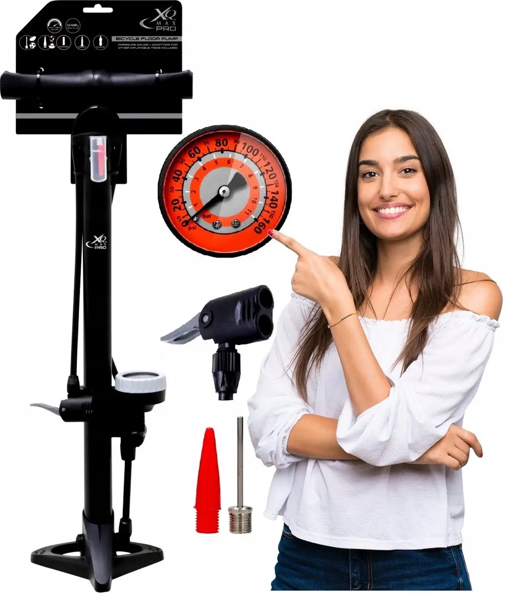 XQMax PRO Fietspomp met Manometer 11 Bar - Universeel
