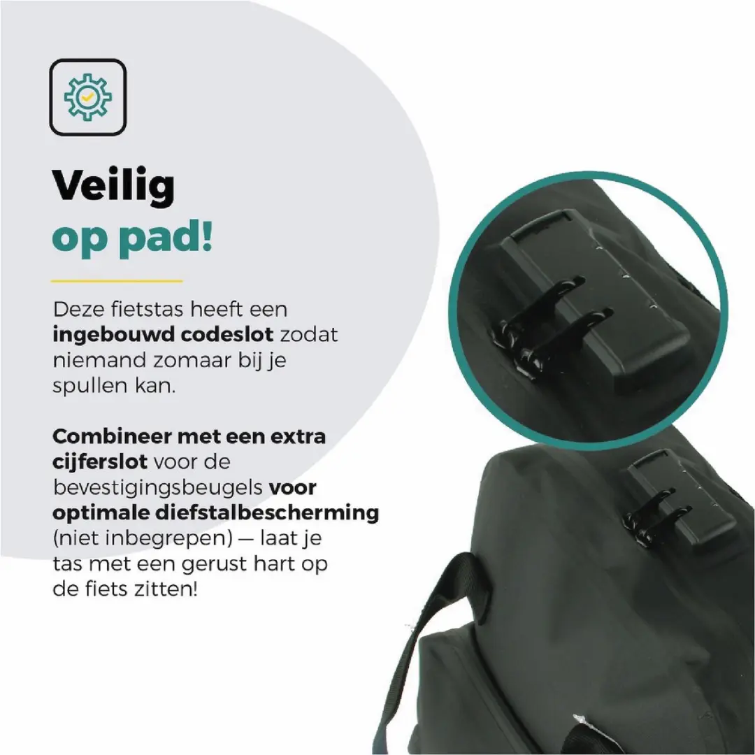 Voltano City Enkele Fietstas Rugzak E-bike 25L - Reflective Grijs/ Groen - Codeslot
