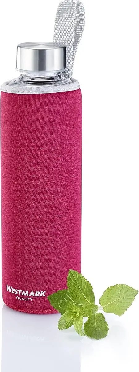 Westmark Viva Drinkfles 550ml - Glas/Siliconen - Rood