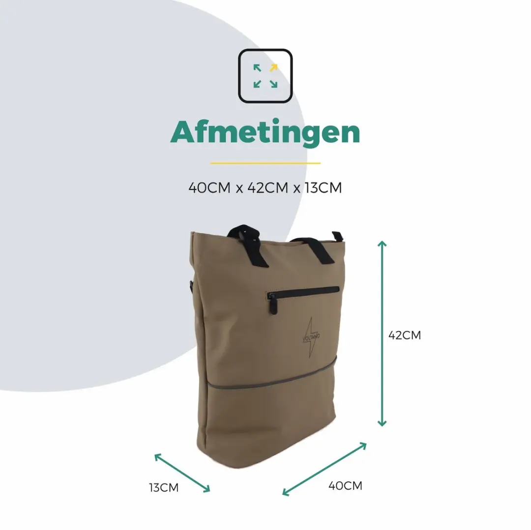 Voltano E-bike City Shopper Enkele Fietstas 22L - Khaki