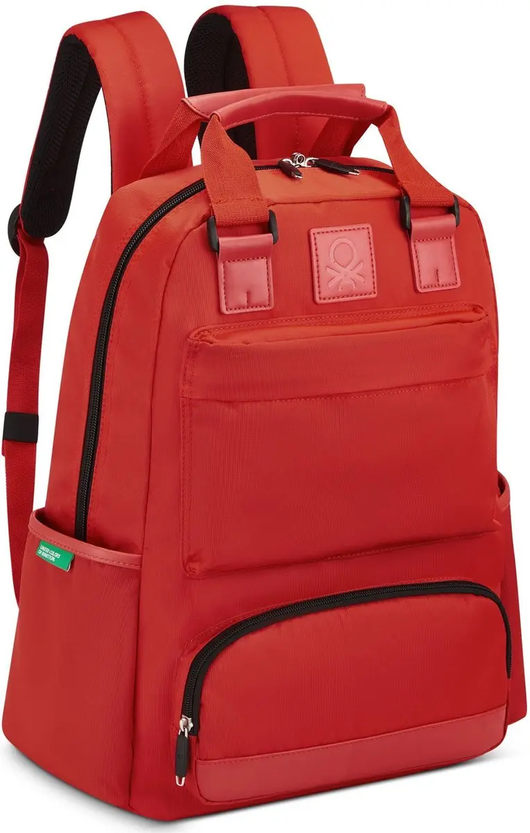 Delsey Paris x United Colors of Benetton Color Block Rugzak 15.6" - 25L - Rood