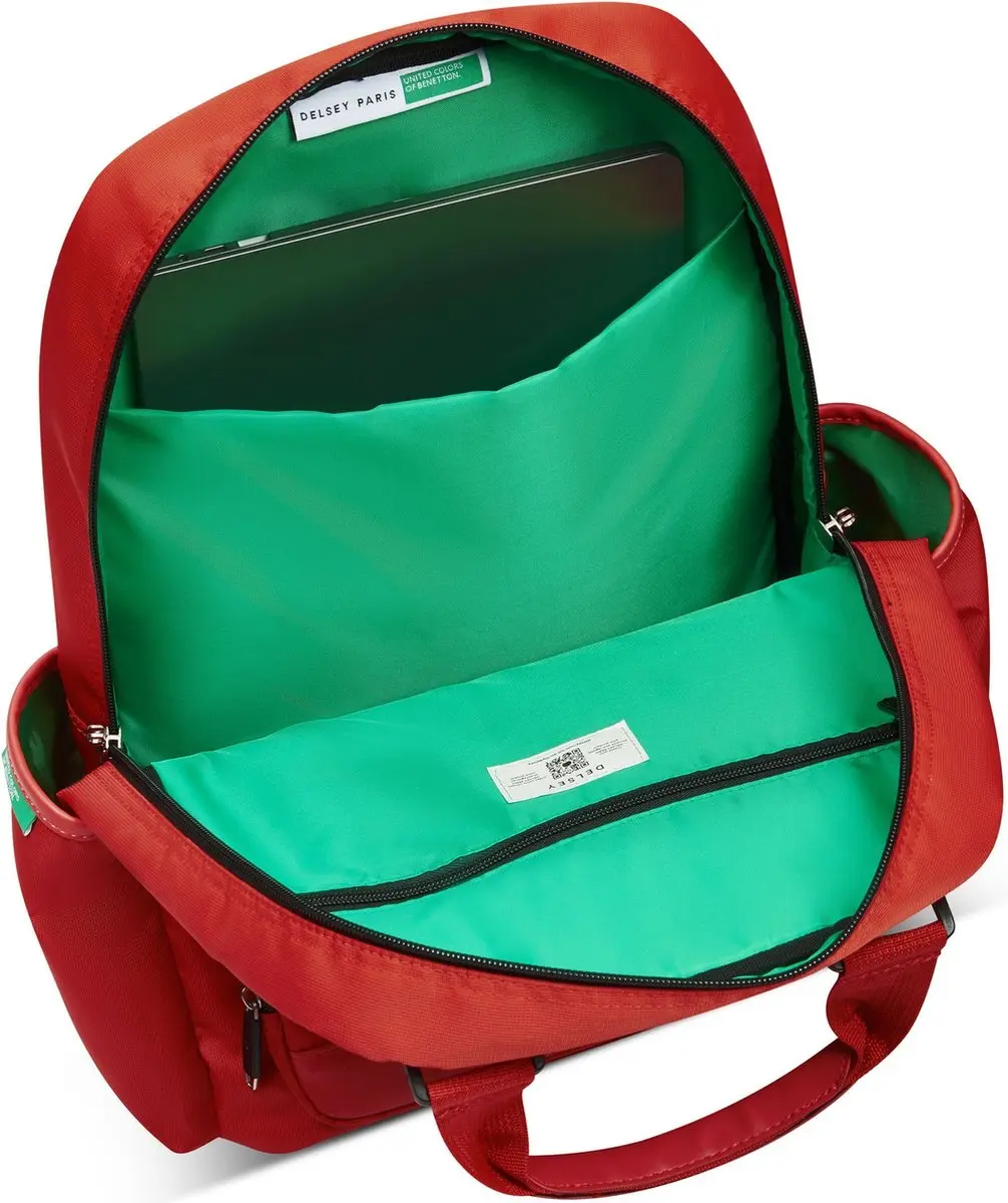 Delsey Paris x United Colors of Benetton Color Block Rugzak 15.6" - 25L - Rood
