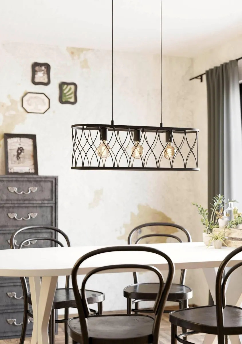Eglo Giltspur Hanglamp E27 - 3 Lichthouders - 77cm - Zwart