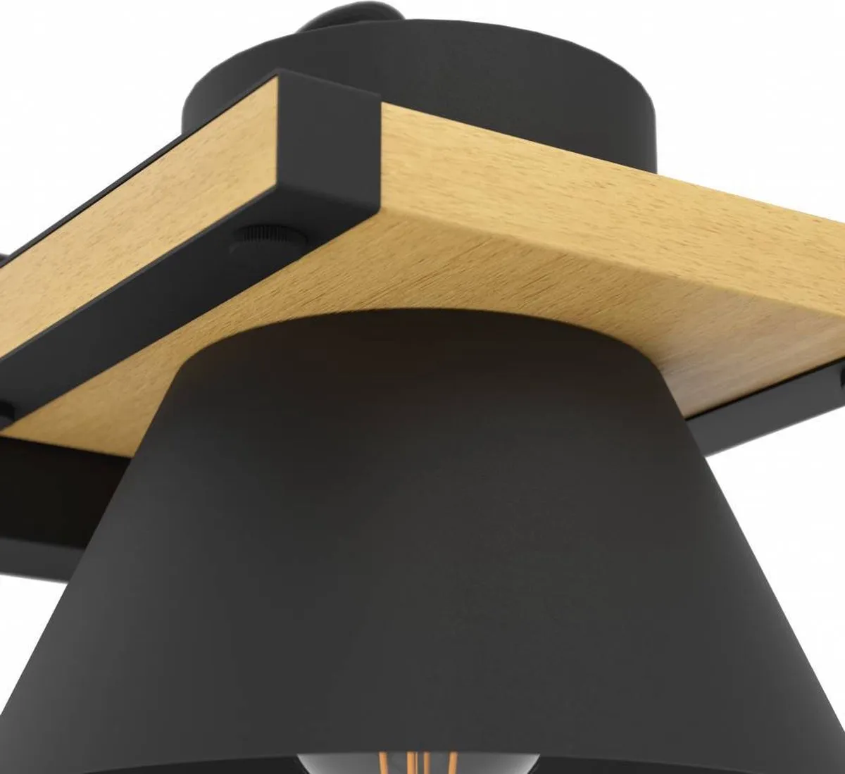 Eglo Maccles Wandlamp E27 - 18cm - Zwart/Bruin