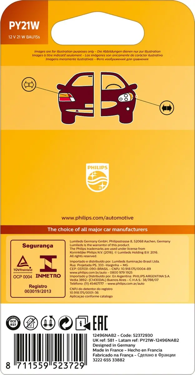 Philips Autolamp PY21W Oranje - 2 Stuks