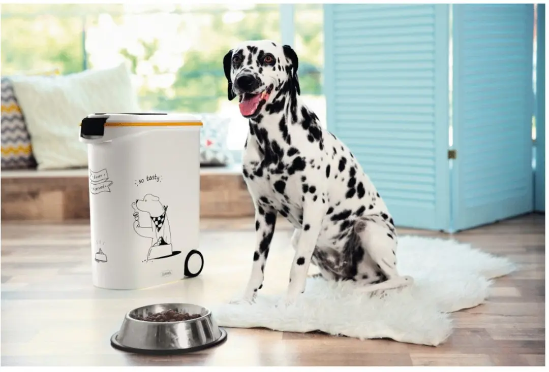 Curver Voedselcontainer Hond 54L - 28x50x61cm - Wit/Geel/Zwart
