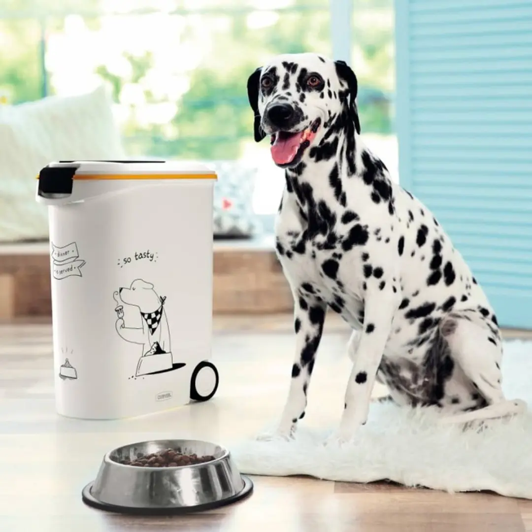 Curver Voedselcontainer Hond 54L - 28x50x61cm - Wit/Geel/Zwart