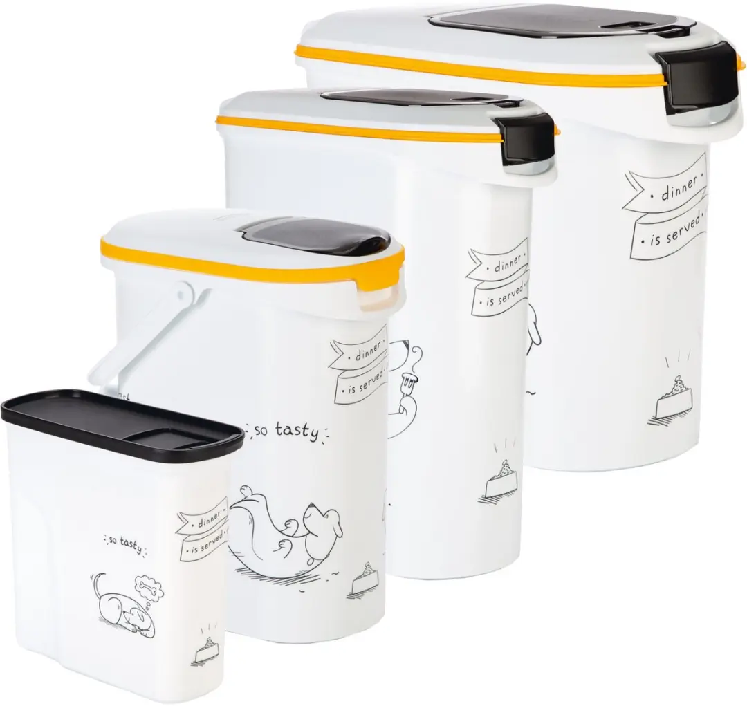 Curver Voedselcontainer Hond 54L - 28x50x61cm - Wit/Geel/Zwart