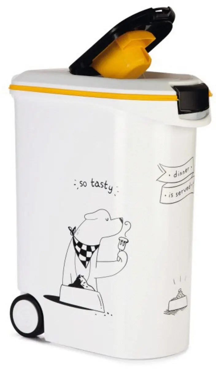 Curver Voedselcontainer Hond 54L - 28x50x61cm - Wit/Geel/Zwart