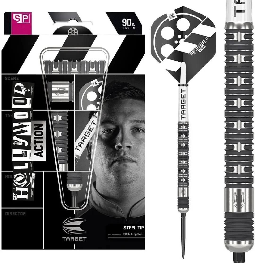 Target Chris Dobey Hollywood Action Swiss Point 90% Dartpijlen - 3 Stuks - Zilver/Zwart