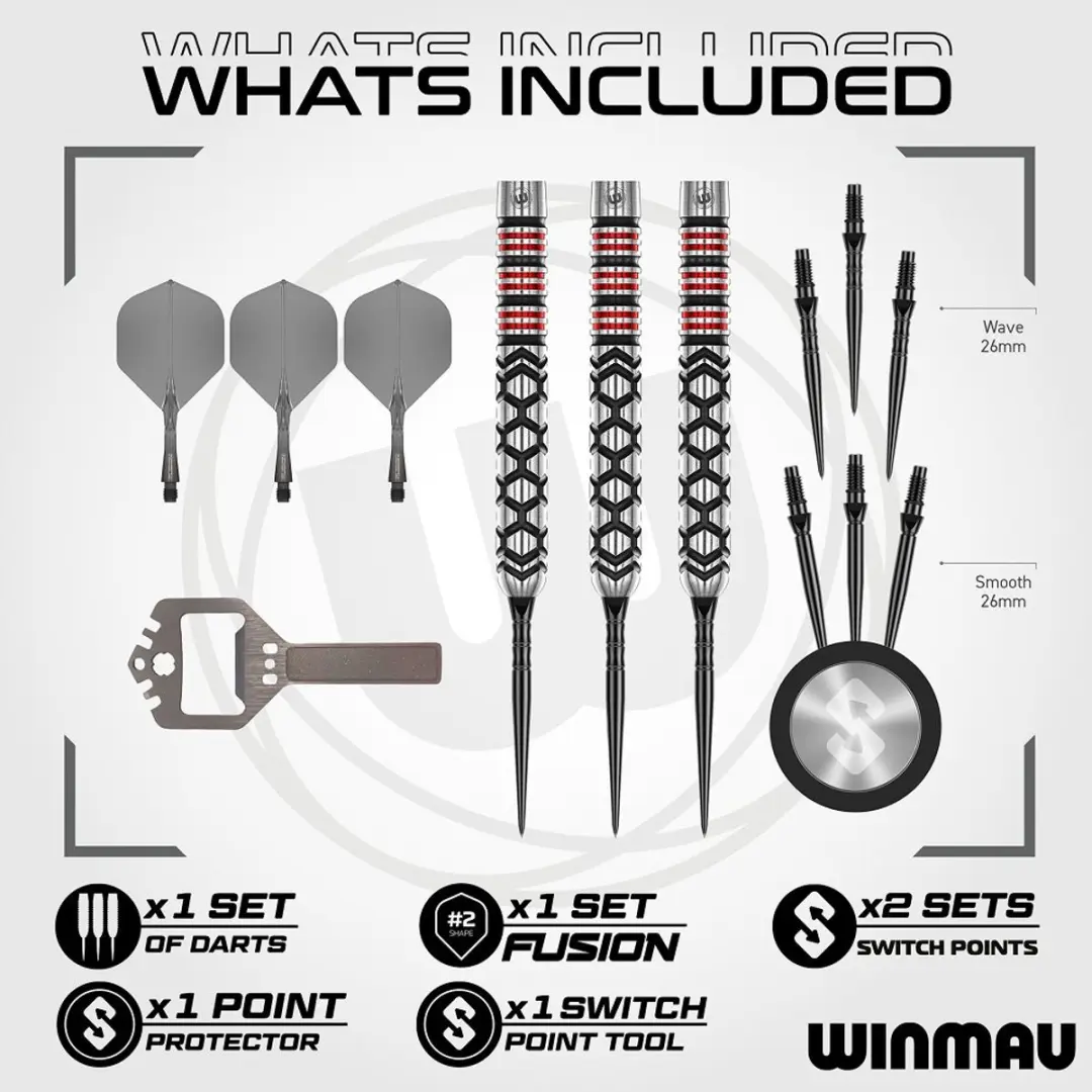 Winmau Fornax Parallel Switch Point Dartpijlen 3 Stuks - Rood/Zilver/Zwart