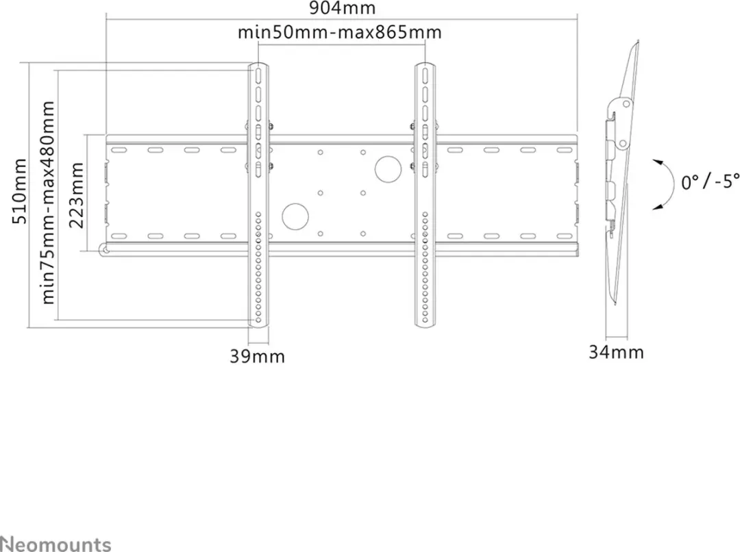 Neomounts PLASMA-W100BLACK Wandsteun 85" - Zwart