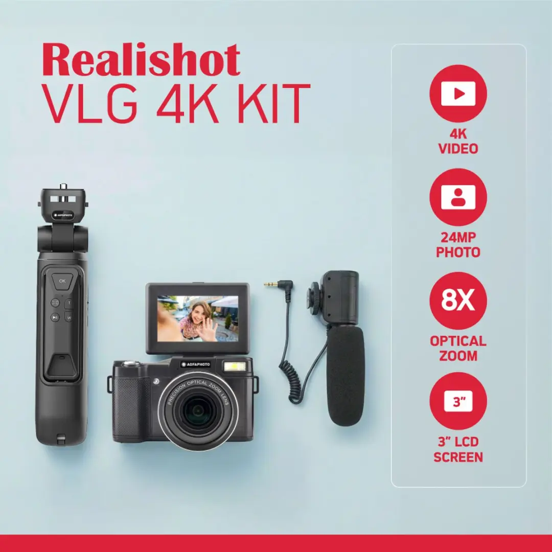 AgfaPhoto VLG4KOPT2 Vlogging-set - 4K Camera - 24MP - 32GB - Zwart