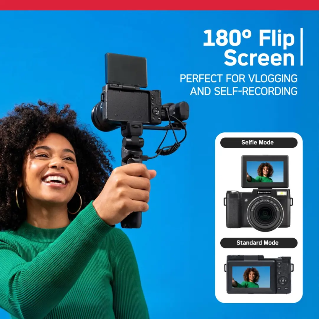 AgfaPhoto VLG4KOPT2 Vlogging-set - 4K Camera - 24MP - 32GB - Zwart - afbeelding 6 van 6
