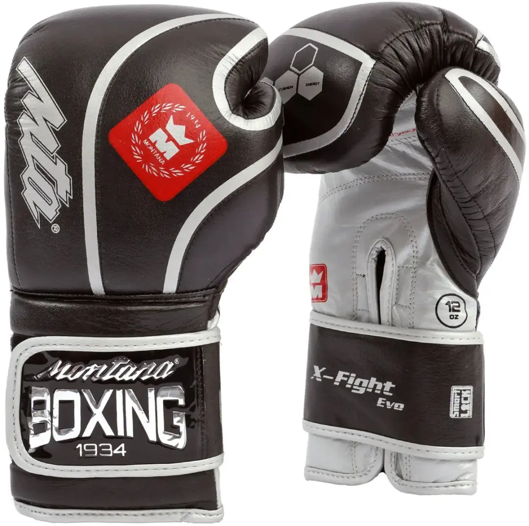 Montana X-Fight Evo Bokshandschoenen 12 oz - Zwart/Zilver