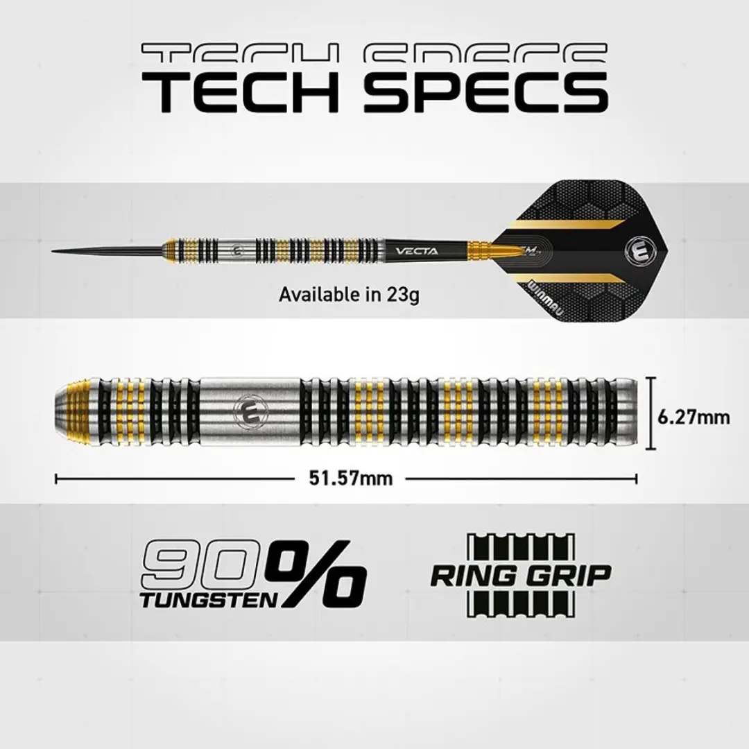 Winmau Team 360 Nicholai Bado Dartpijlen - 3 Stuks - Goud/Zilver/Zwart