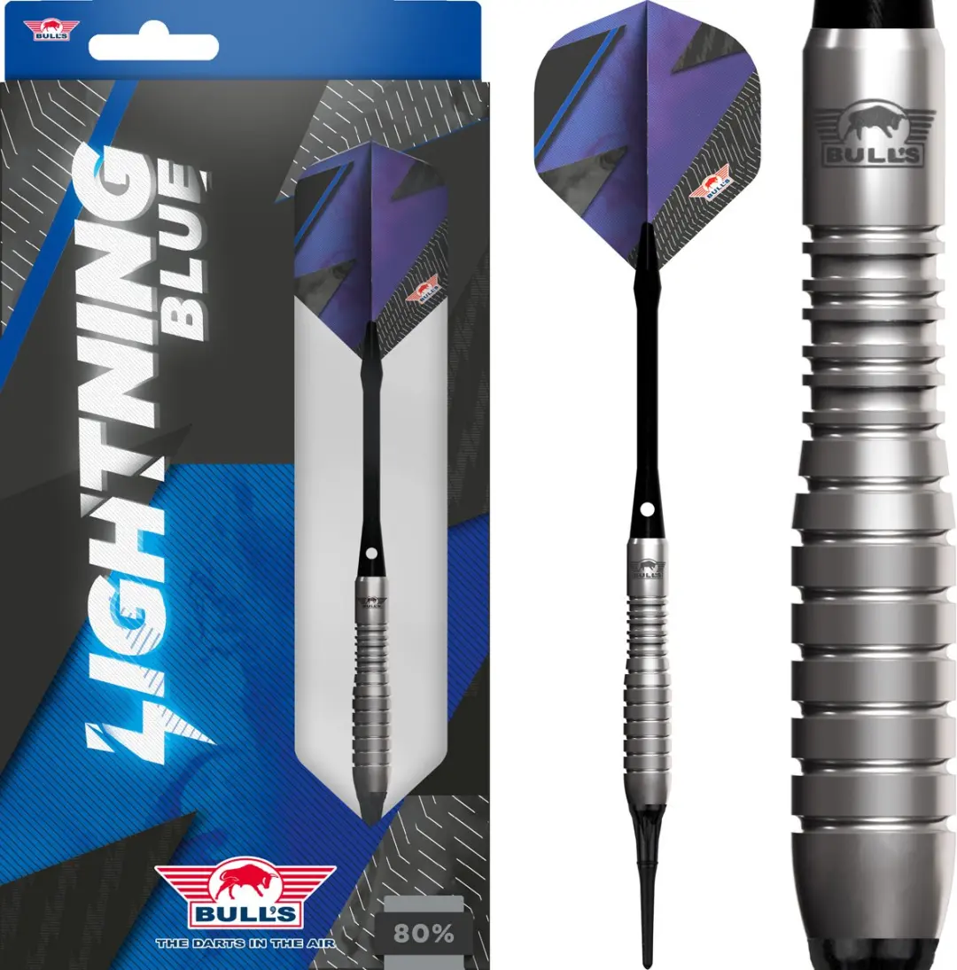 Bull's Lightning 80% Blue Softtip Darts BU-33720 - 20g - Torpedo