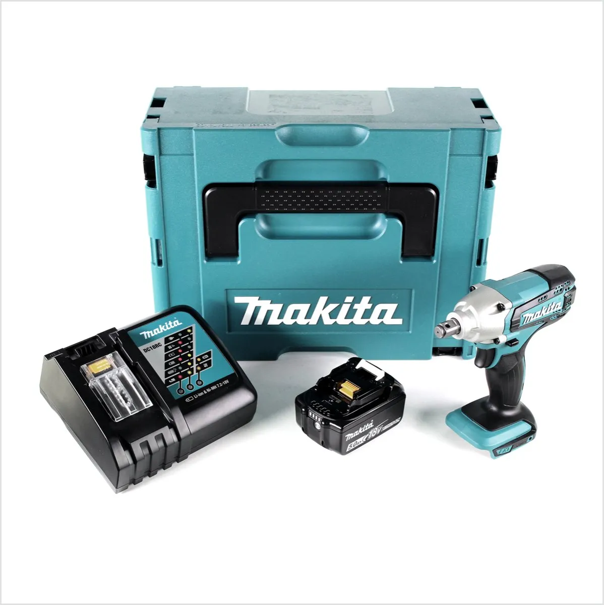 Makita DTW 190RT1J Slagmoersleutel 18V - 190Nm - 20 Stuks