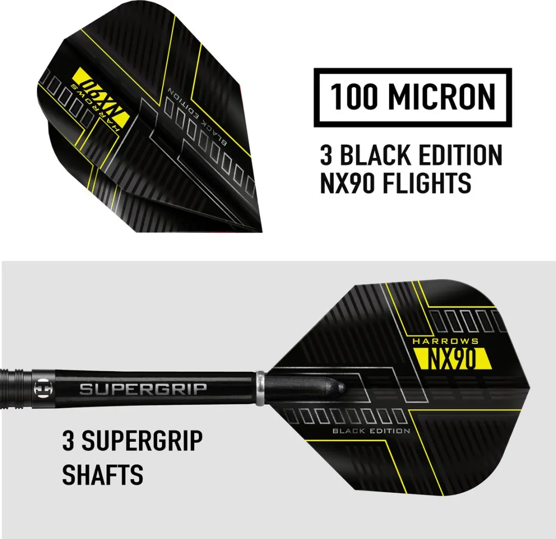 Harrows NX90 Black Edition Darts - 3 Stuks - 90% Tungsten 21GR