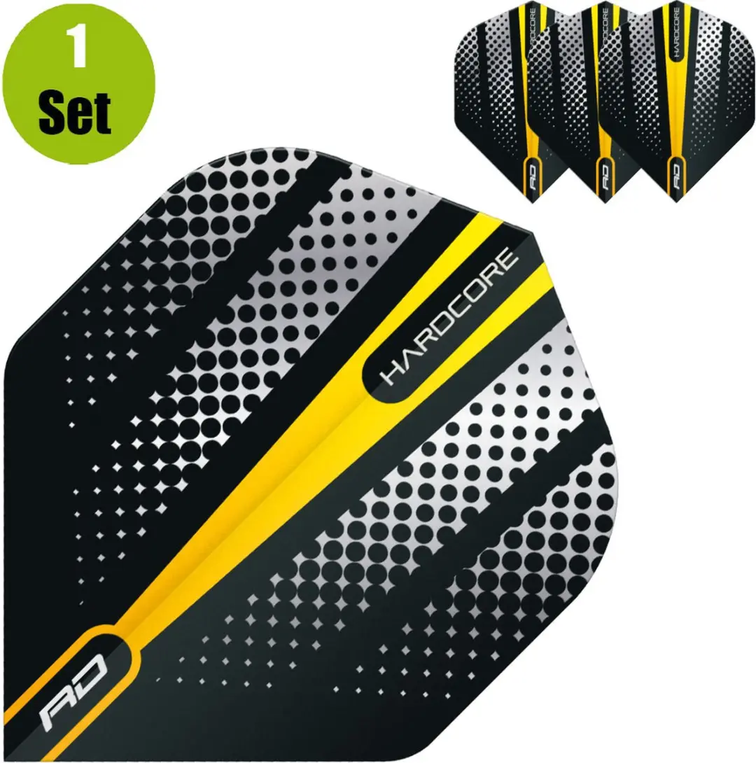 Red Dragon Hardcore Radical Yellow Flash Dart Flights TF6509 - 3 Stuks - afbeelding 3 van 3