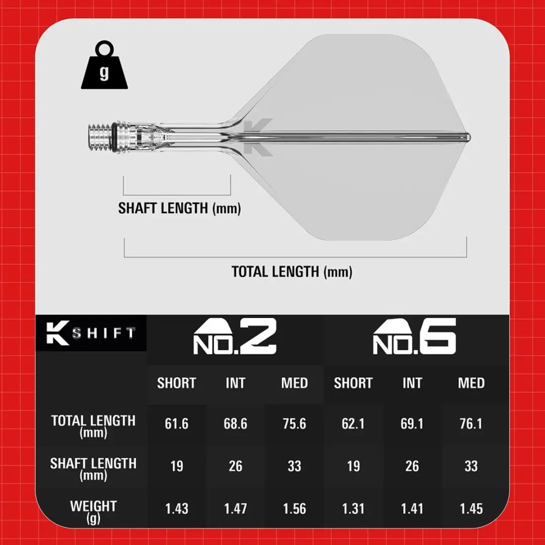 Target K-Shift Clear NO2 Dart Flights 3 Stuks