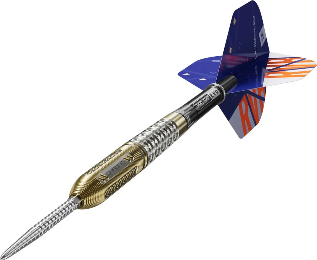 Target Raymond van Barneveld Chrono Swiss Point 95% Dartpijlen - 3 Stuks - Goud/Zilver