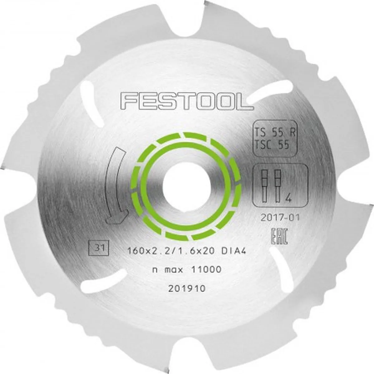 Festool Cirkelzaagblad 201910 - Ø160mm Asgat 20mm 4T